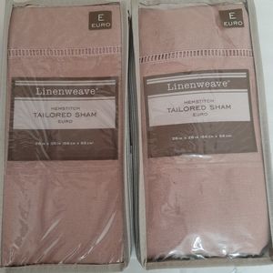 LEVINSOHN Linenweave Hemstitched Tailored Cotton Blend Euro Shams Blush